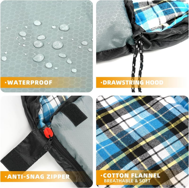Kanyak Cotton Flannel Lined Sleeping Bag for Adults Teens Kids, Cold Weather &Warm, 3 Seasons, Lightweight Compact Camping Essentials Equipment, Hiking, Outdoor, Travel - Image 3